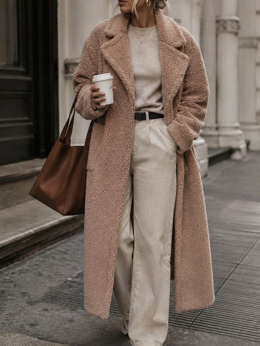 Lulu's Paddington Tan Brown Long Teddy Coat